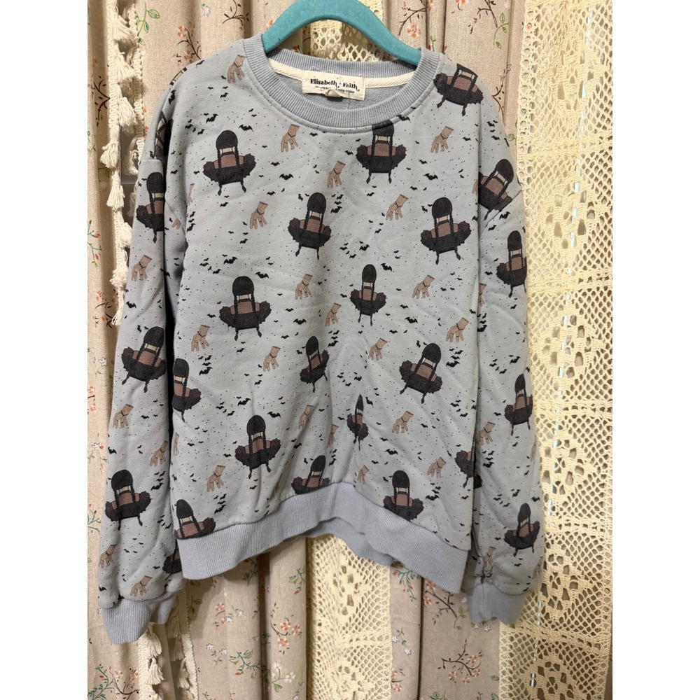 Elisabeth + Faith Girls Wednesday Sweatshirt Gray Halloween 8/9Y